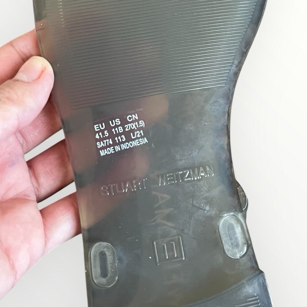 Stuart Weitzman Jelly Sandals US 11B / EU 41.5 Clear Gray Slip On Flat Women’s - Picture 5 of 9
